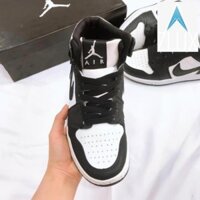 🐕 [5.5] Giày Sneaker Nam Nữ Đen Trắng, Giày Nike Air Jordan 1 JD1 Panda High Cổ Cao Bản Da Xịn H9  *