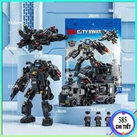 [ 585 Chi Tiết] Bộ đồ chơi lắp ráp Cảnh Sát Swat 585CT kèm xếp hình xe cảnh sát swat, robot,mô hình tàu chiến