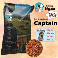[ 5kg ] Thức ăn hạt cho chó Captain mix Topping thịt bò, phô mai, cá hồi, rau củ