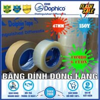 [ 6 cuộn 47mm x 150Y ] Băng dính  đóng hàng trong và đục – Nhãn hiệu Dolphin – Chuyên dùng cho đóng gói hàng hóa, thùng