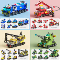☆ ★ 6385 Bộ sưu tập Người tương thích với khối Lego cho trẻ em từ 6 đến 12 tuổi, khối xây dựng giáo dục, hạt nhỏ, đồ chơi cho bé trai, xe cảnh sát quân đội, quà tặng/3.14
