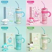 ♕ 700/1200ml Sanrio Thermos Cup Phim hoạt hình Kuromi Cinnamoroll Cô gái ống hút Cốc nước giá trị cao dễ thương Big Mac Thermos Cup