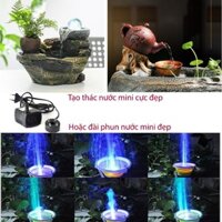 [ 8W có đèn] Máy Bơm Nước Chìm cho Hồ Cá Hòn Non, Bộ Thác Nước
