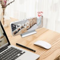 ❀⋮ ️7.3” Projection Digital Dual Alarm Clock Radio LED Display Projection on Ceiling USB Charger Temperature Humidity Di