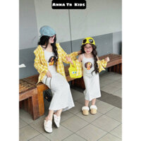 ( Ảnh Thật ) 1605 SET ĐỒ ĐÔI / COUPLE váy đầm maxi + áo sơmi caro Mẹ Và Bé Gái