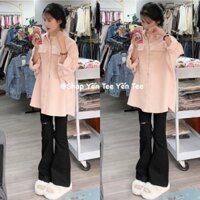 ( Ảnh thật ) Áo sơ mi 2 túi màu hồng cute , Sơ mi nữ 2 túi ,sơ mi đi học Yến Tee