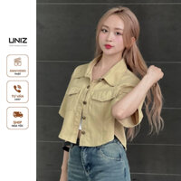 ( ảnh thật ) Áo sơ mi nữ dáng ngắn chất kaki mềm UNIZ 
 Smkakicrt3079/P8K6