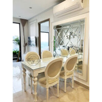 [ Ảnh thật ] BÀN ĂN GỖ MẶT CHỮ NHẬT CHÂN TIỆN Dài 1m4 x Rộng 70cm x Cao 76cm - Nhận Sơn Màu Theo Yêu Cầu