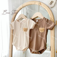 ( Ảnh thật) Bodysuit Cộc Tay Đính Gấu Dễ Thương Cho Bé Trai Gái Từ Sơ Sinh Đến 11kg