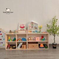 [ Ảnh thật ] Combo 02 kệ - Kệ đồ chơi gỗ cho bé, kệ ô vuông, kệ mầm non, kệ montessori, kệ sách cho bé - Toy shelf- Book