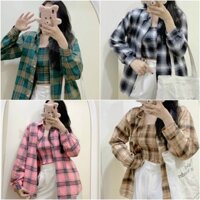 [ ẢNH THẬT ] Combo Set Áo Khoác Sơ Mi Caro Unisex Kèm Áo Ống Nữ - Chất Vải Kate Cao Cấp Chuẩn Shop