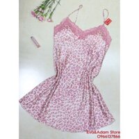 [ ẢNH THẬT ] Đầm ngủ lụa thời trang 2 dây cao cấp họa tiết da beo hồng