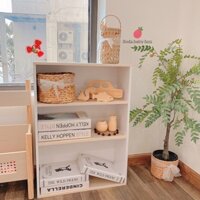 [ Ảnh thật ] Kệ gỗ đa năng 03 tầng màu trắng gỗ làm kệ sách,xếp gọn đồ chơi, phòng bếp đựng gia vị