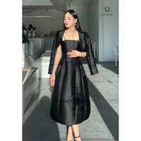 ( Ảnh thật ) Sét váy hai dây áo khoác lửng, cổ vest