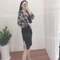 ( Ảnh thật tự chụp ) Set váy 2 dây len + sơ mi