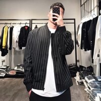 [ Ảnh thật- video] Áo khoác bomber nam kẻ sọc hàng xuất dư