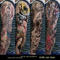 ♛ [Ảnh thật/Video]Chống Thấm Nước Hoa Lớn Cánh Tay Full Cánh Tay Miếng Dán Hình Xăm Kéo Dài Nam Nữ Cánh Tay Geisha Cá Ch