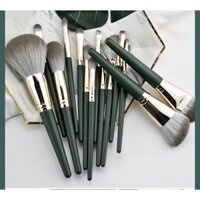 [ Ảnh Tự Chụp ] Set  Trang Điểm Bộ Cọ Cao Cấp 14 Cây Lông Mềm Cán Gỗ Màu Xanh Lá