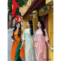 🧨🧨🧨  ÁO DÀI NHUNG HOA PHỐI LỤA HOẠ TIẾT CÔNG DIỆN TẾT XINH XỈU SIZE : S / M .