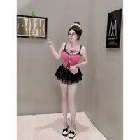 🌵🌵 Áo dây phối ren (có bra) + cv voan 2 tầng áo thun tăm kèm cv  voan fom 53kg pc