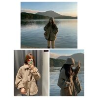 💃 Áo Khoác Lông Nữ Màu Nâu Túi Trước Douyin G256 Nâu