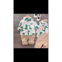 -áo sơ mi khủng long, quần bo gấu