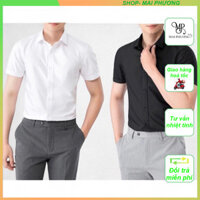 🌟 Áo Sơ Mi Nam - Áo Sơ Mi Kate Lụa Ngắn Tay Màu Trắng