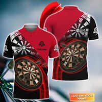 ❥ ❈ Áo sơ mi Polo nam Dartboard màu trắng in hình, áo thun ngắn tay, áo thun đường phố thông thường, áo mùa hè