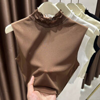 ❈ ❈ Áo sơ mi ren ngắn Áo Vest không tay Nấm Áo sơ mi bên trong cổ cao nửa cổ lưới cổ giả phù hợp với 2503H10