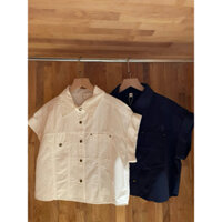 𝐅𝐫𝐨𝐦𝐯𝐢𝐭𝐚| Áo sơ mi vải kaki tay ngắn dáng crop