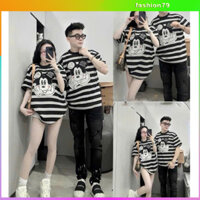 🛍 Áo Thun Nam Nữ/ Áo Phông Form Rộng Sọc Đen Trắng Mickey Unisex – Phong Cách Trẻ Trung, Cá Tính