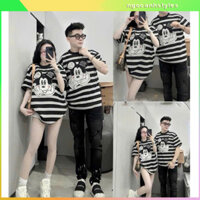 🛍 Áo Thun Nam Nữ/ Áo Phông Form Rộng Sọc Đen Trắng Mickey Unisex – Phong Cách Trẻ Trung, Cá Tính