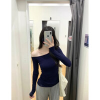 𝙃𝙮𝙥𝙚𝙤𝙧𝙝𝙮  | Áo Trễ Vai Tay Dài Lệch 1 Bên Ôm Body Tôn Dáng, Có Nhiều Màu