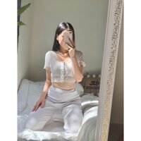 𝐂𝐎𝐒𝐈𝐌𝐀 𝐂𝐑𝐎𝐏Áo Croptop phối ren thun co giãn dáng oversize crop