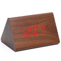 ❀⋮ ️Triangle Clock Digital Wooden Temperature Alarm Desktop Sound Control Electronic Clocks USB/AAA Powered Bedside Lumi