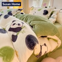 ✤ ATZvvn Cold AaA ACold Sushan mùa thu đông sữa nhung san hô Bộ 4 món 2 mặt Plus nhung vỏ chăn ga trải giường nỉ ga bộ 3