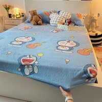 ✾ ATZvvn Cold AaA ACold Tấm ga trải giường Doremon một mảnh dày sữa Farai nhung dễ thương Tấm trải giường Doremon bao gồ