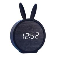 ❀⋮ ️USB Charging Office Voice Control Digital Alarm Clock Bedroom Time Rabbit Ears Kids Cute Multifunction LED Display P