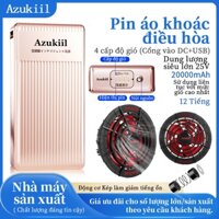 [ Azukiil-2547]Bộ Pin Áo Điều Hòa Gồm Pin 98000mah + 2 Quạt Gió 5 Cánh 18V + Sạc,Hoạt Động 12- 24h (không gồm áo)