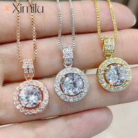 ❤ Ba Màu Thiết Kế Niche Full Kim Cương Mặt Dây Chuyền Vòng Cổ Vàng Hoa Hồng Giả Moissanite Bé Gái Trang Sức