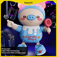 ● BabyGo Đồ chơi heo con nhảy múa điện tử Âm nhạc ánh sáng mát mẻ Trẻ em đi bộ tương tác động vật cho trẻ