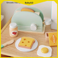 ● BabyGo Máy làm bánh mì mô phỏng Đồ chơi nhà bếp thủ công bằng gỗ cho trẻ em học tập giáo dục