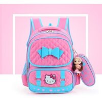 [ Balo đi học ] Balo đi học cho trẻ em cao cấp Hello Kitty chính hãng chống gù lưng BB502E [DAN]