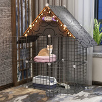 [ BÁN CHẠY ] Chuồng mèo 2 tầng, có mái lắp ghép đa năng đơn giản với lưới sắt sơn tĩnh điện nuôi thú cưng, thỏ, chuột.