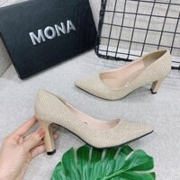 [ Bản Chuẩn] [ẢNH THẬT] GIÀY CAO GÓT KIM TUYẾN ÓNG ANH MONA - D737