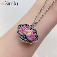 ❤♥ Ban Đầu Retro Hoa Sen Trái Tim Kinh Thái Bạc Vòng Cổ Nữ Sen Ruyi Khóa Mặt Dây Chuyền