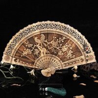 ( BẢN ĐẸP) Quạt gỗ thơm cổ trang cầm tay phong cách cổ đại Trung Quốc cosplay trang trí tao nhã