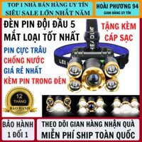 [ Bản Mới Bóng To Hơn Sáng Hơn ] Đèn Pin Siêu Sáng Đội Đầu 5 Mắt Chống Nước Cực Tốt Tặng Kèm Cáp Sạc Bảo Hành 12 Tháng Đèn Pin Đội Đầu Đèn Pin Siêu Sang Đèn Pin Chiếu Xa 1000m Đèn Pin Led Den pin sieu sang