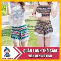 [ Bán sỉ/ lẻ ] Combo 2 Quần đùi lanh thổ cẩm ren mặc hè