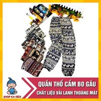 [ Bán sỉ/ lẻ ] Combo 4 quần lanh dài thổ cẩm bo gấu (dưới 50kg)